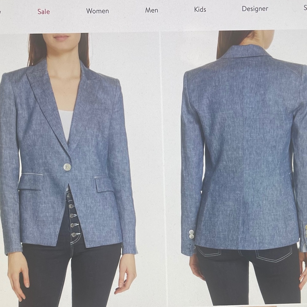 NWOT Veronica Beard Athens Blue Linen/Metallic Thread Dickey Jacket sz 10 - Picture 13 of 14